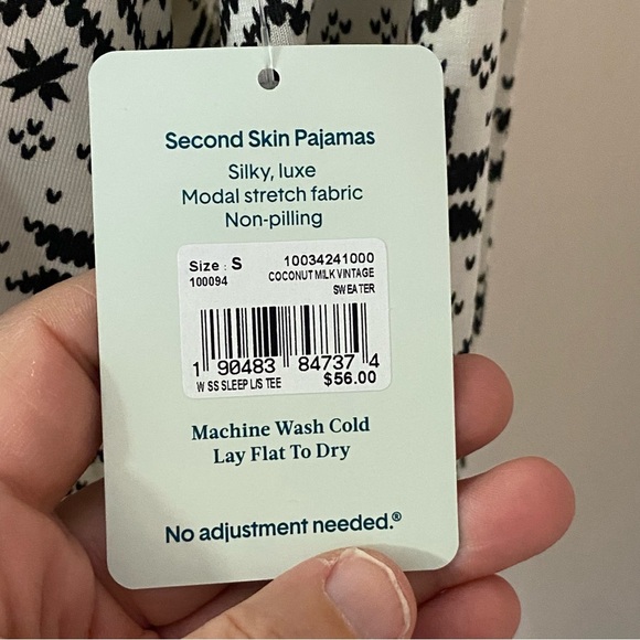 Tommy John second skin pj set in coconut milk/vintage holiday sweater size small - Picture 6 of 10